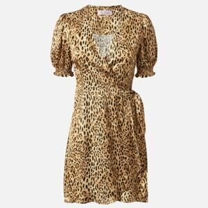 MC2 Saint Barth Tan Brown Leopard Print Dress Mini Wrap Short Sleeve Vacation